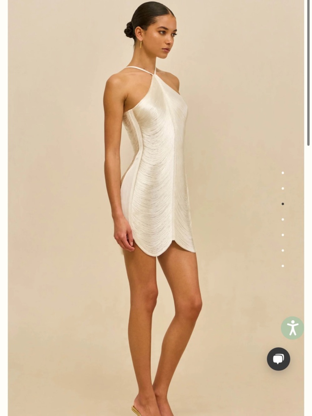 cult gaia Ivory Halter Mini Dress with Scalloped Hem - Picture 3 of 10